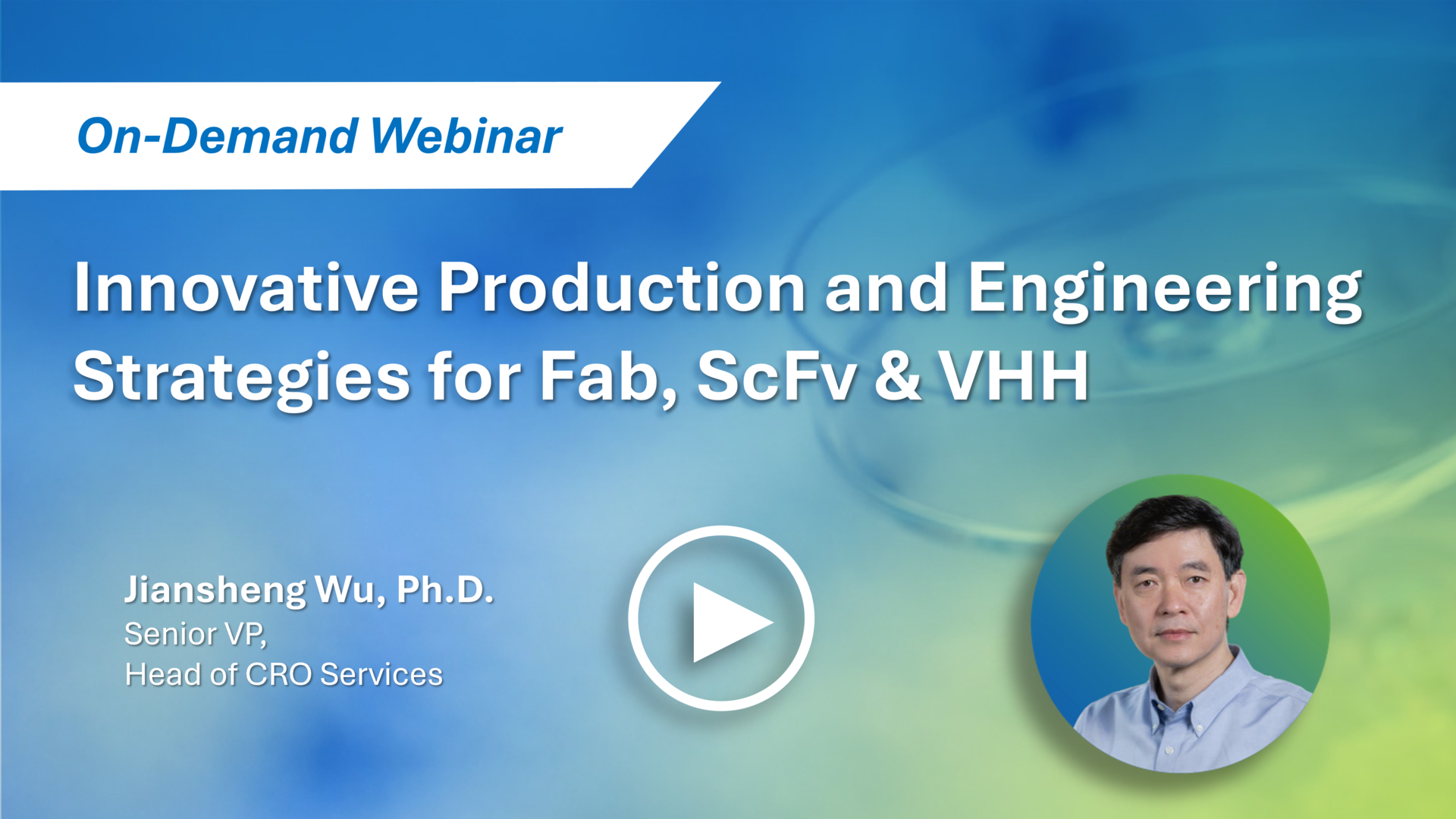 WuXi Biologics’ Fab, ScFv & VHH Production and Engineering Strategies webinar recording, highlighting antibody fragment molecular design, high-titer CHO transient and stable pool production, and purification approaches